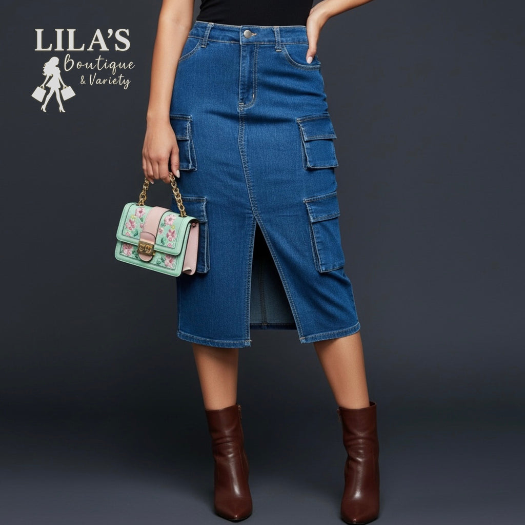 Women’s Cargo Jean Skirt