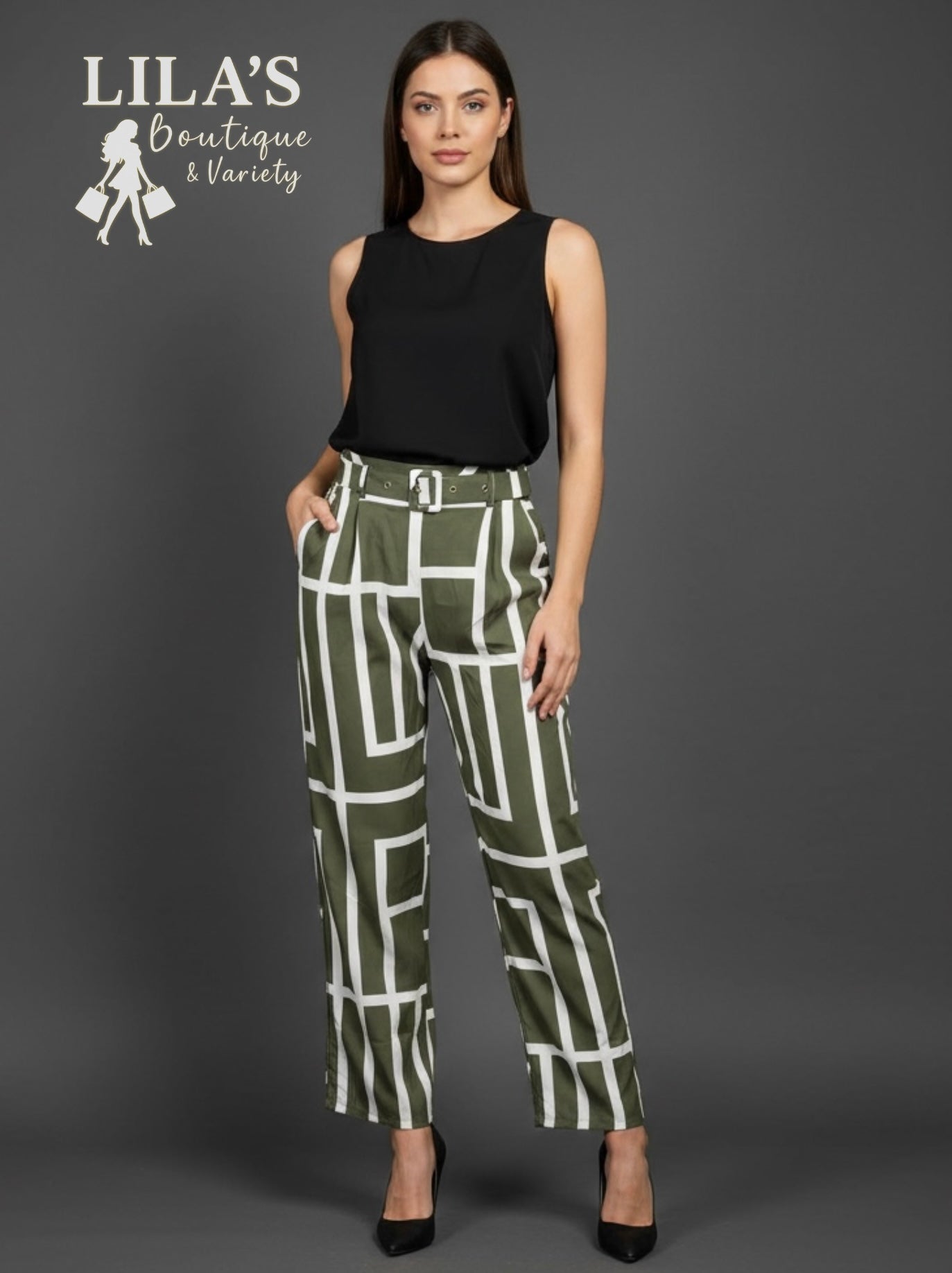 Women’s Wide Leg Dress Up Pants-High Waisted W/Belt