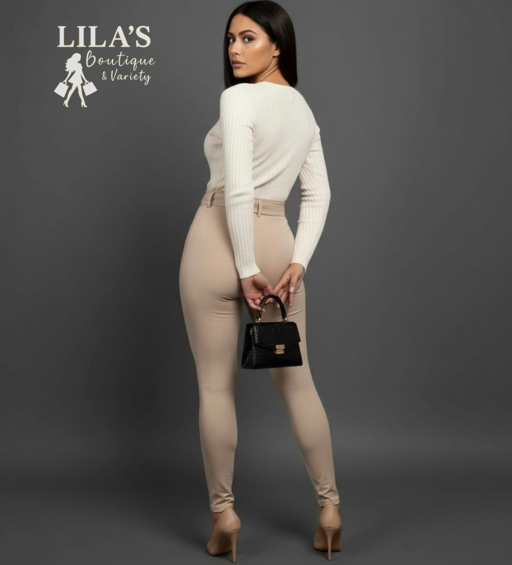 Women’s Skinny Stretch Dress Pant W/Belt