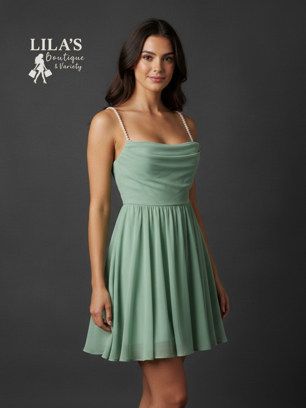 City Vibe-Pearl Straps Flowy Dress