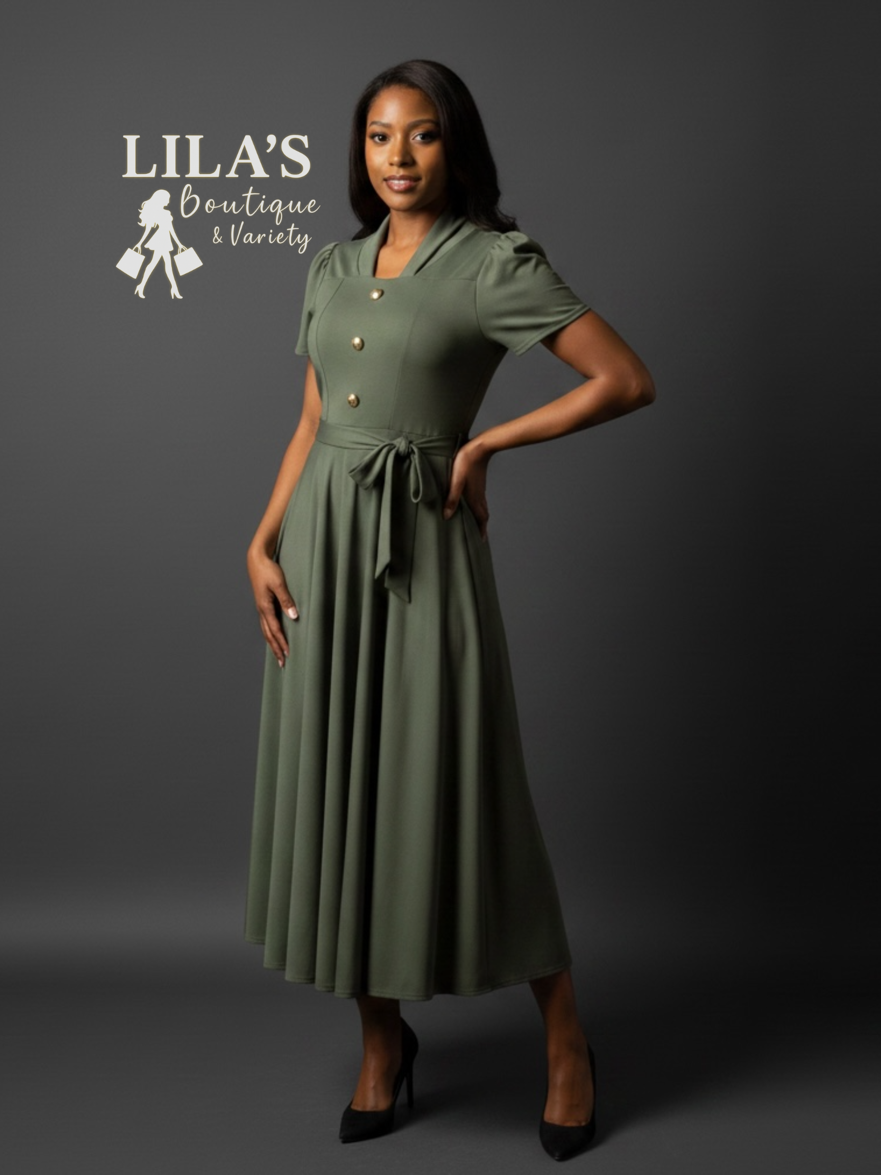 Lila's Green Flow Mid Dress
