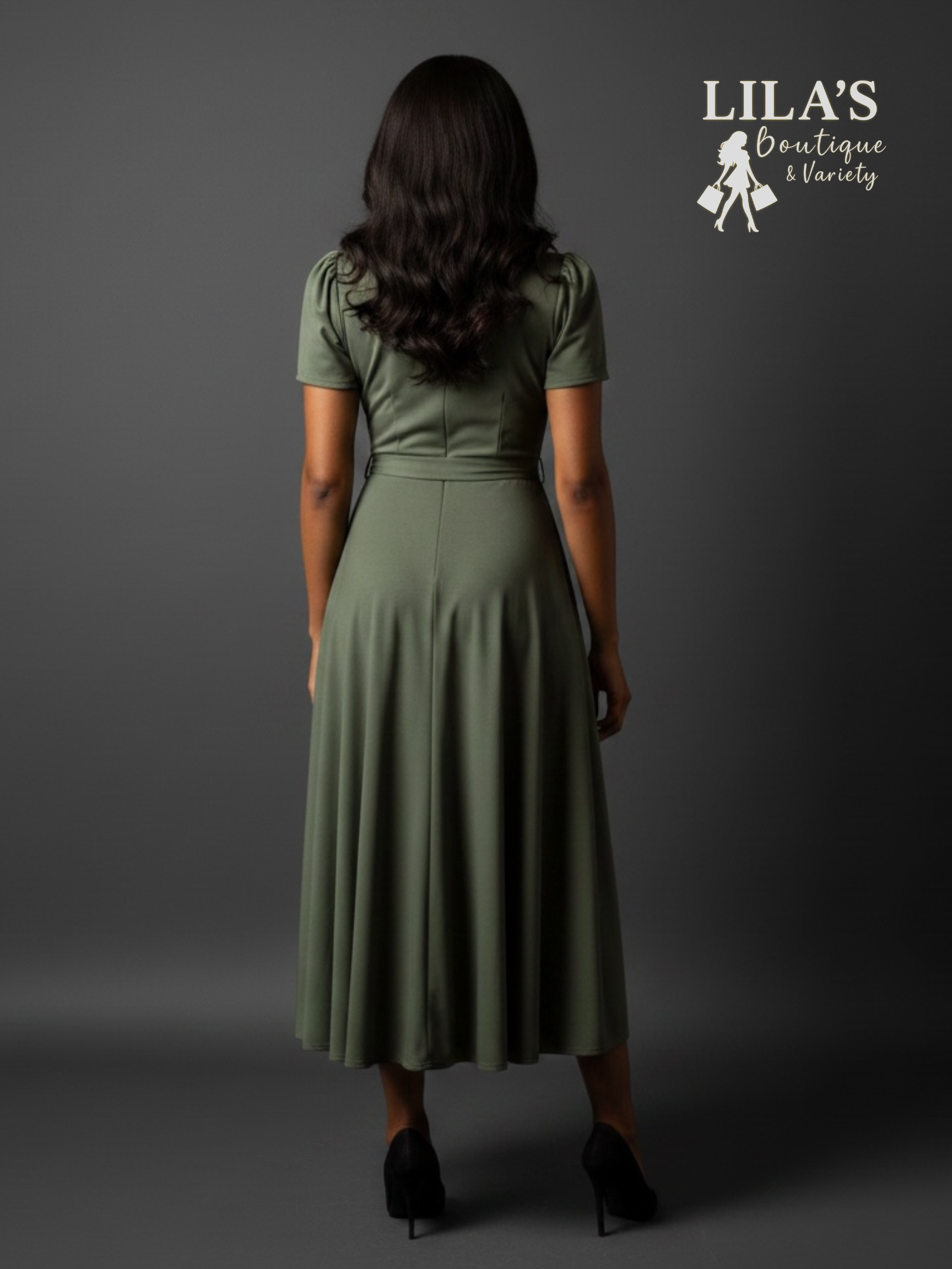 Lila's Green Flow Mid Dress
