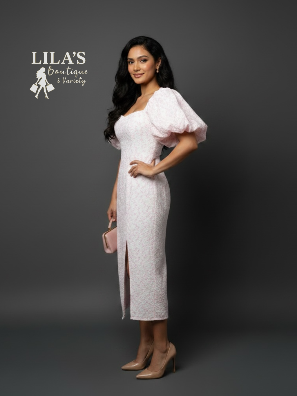 GB-Soft Floral Pink Mid Dress