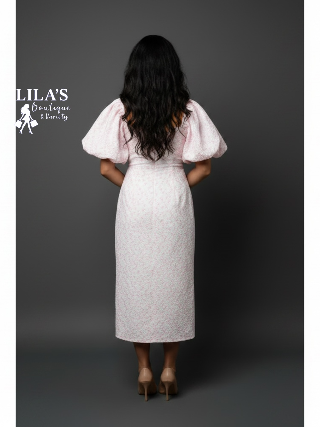 GB-Soft Floral Pink Mid Dress