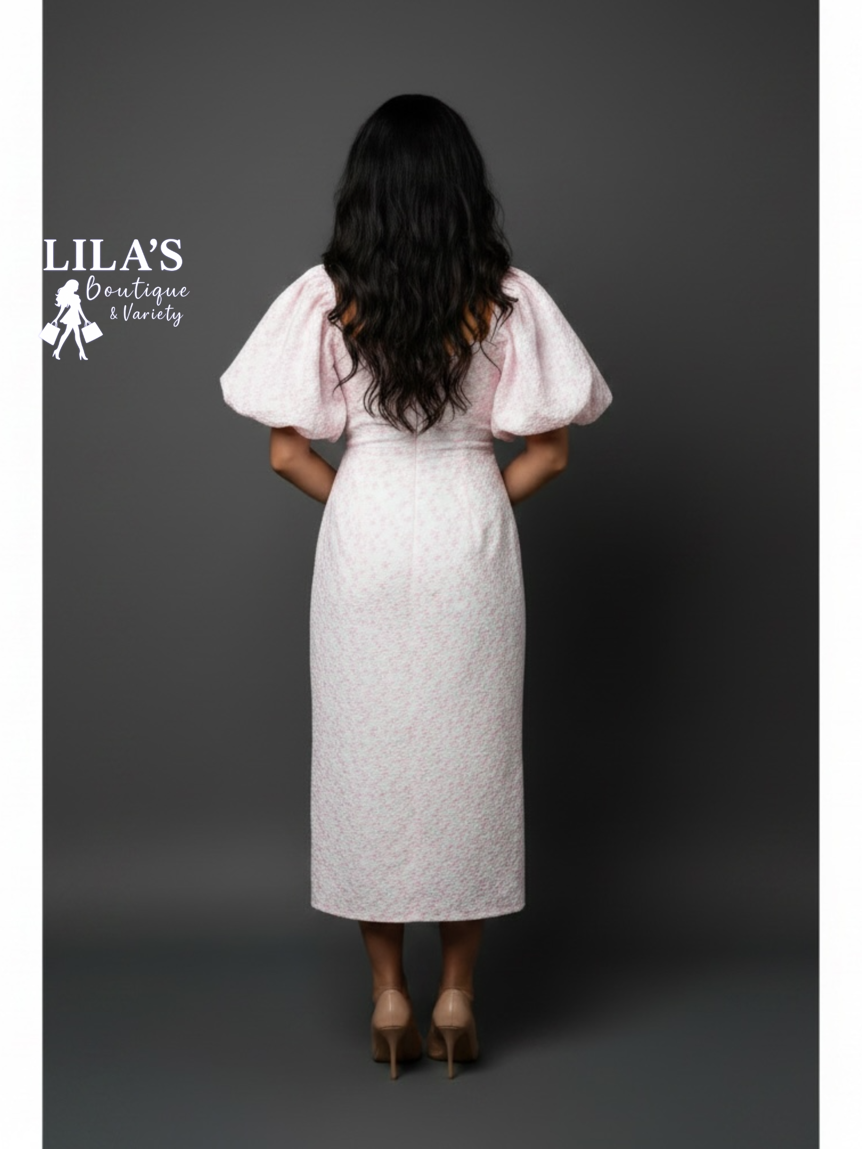 GB-Soft Floral Pink Mid Dress