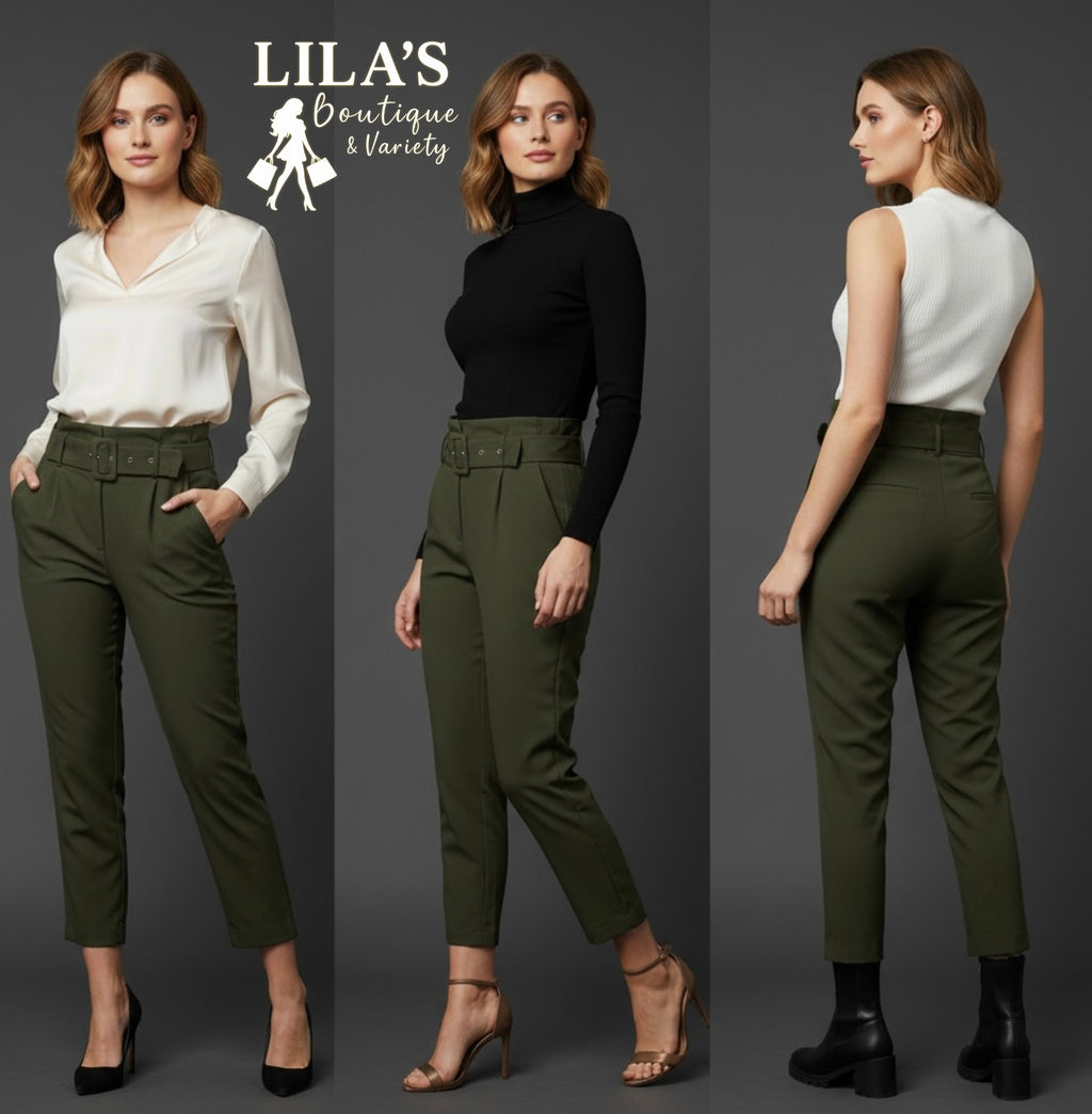 Women’s DressUp Pant-High Waisted W/Belt.
