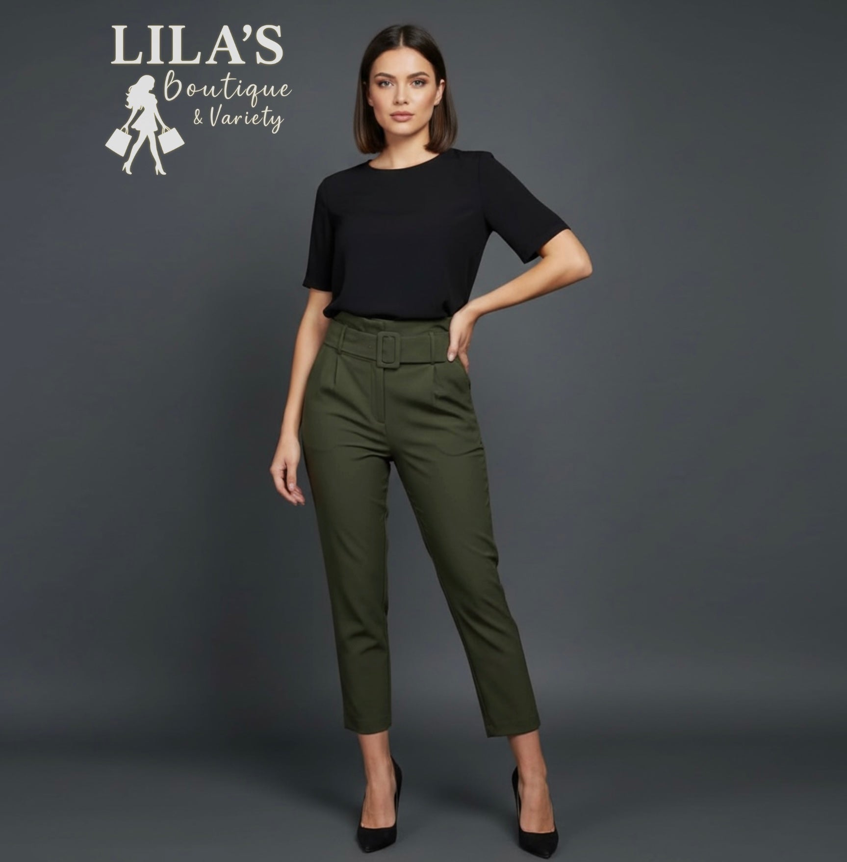 Women’s DressUp Pant-High Waisted W/Belt.