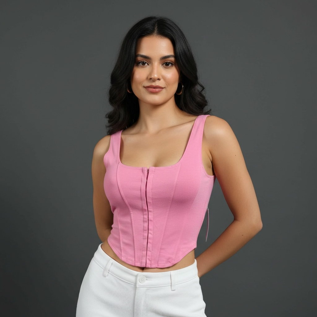 Active Usa- Pink Corset Tank Top