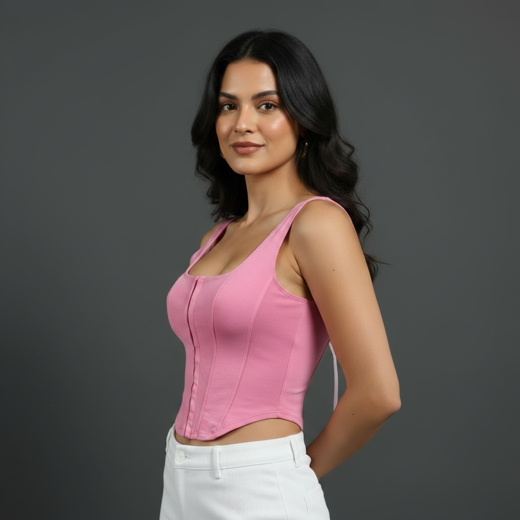 Active Usa- Pink Corset Tank Top