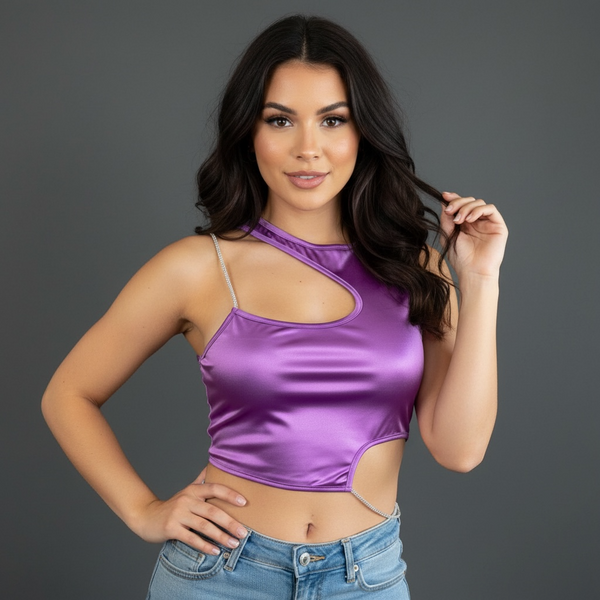 Oops- Women's Jeweled  Dress Silk Tank