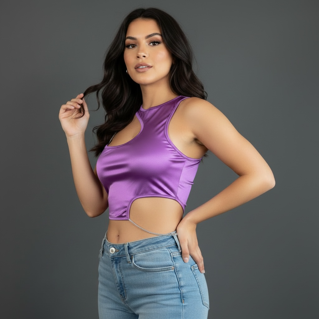 Oops- Women's Jeweled  Dress Silk Tank