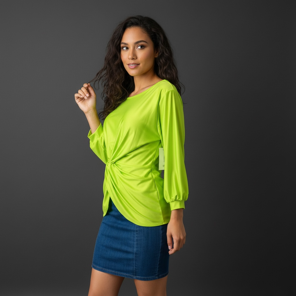 Lilas Silk Vibrant Green Top