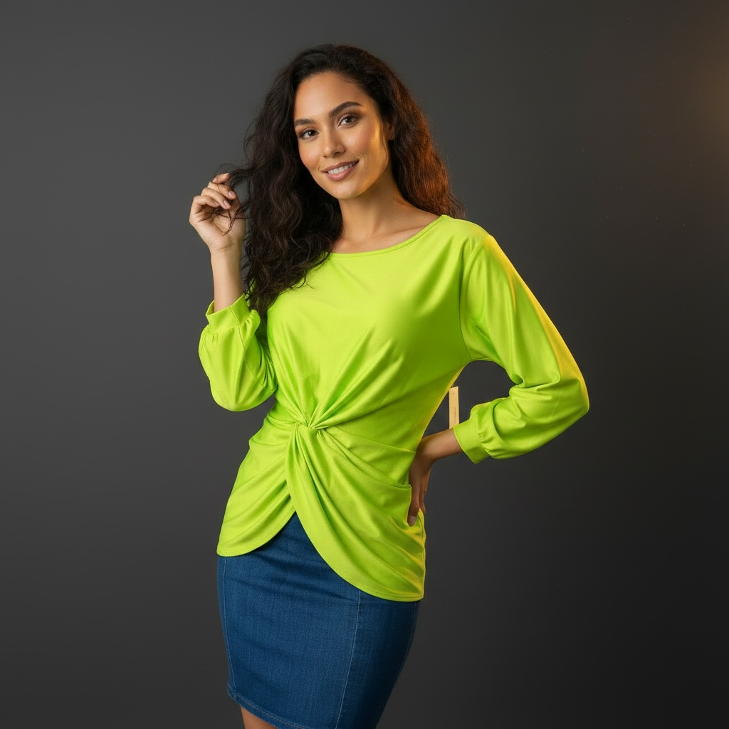 Lilas Silk Vibrant Green Top