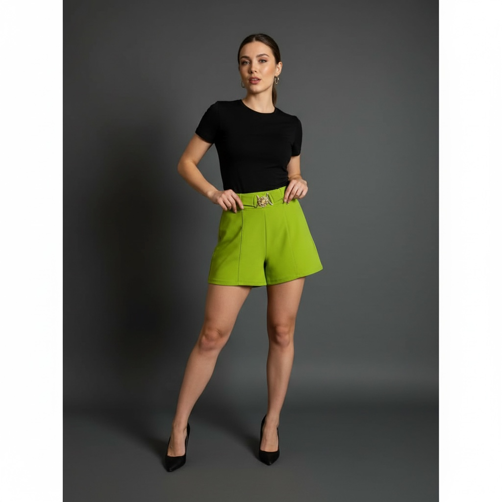 Love Poem- Green Dres Shorts with Accessory Belt