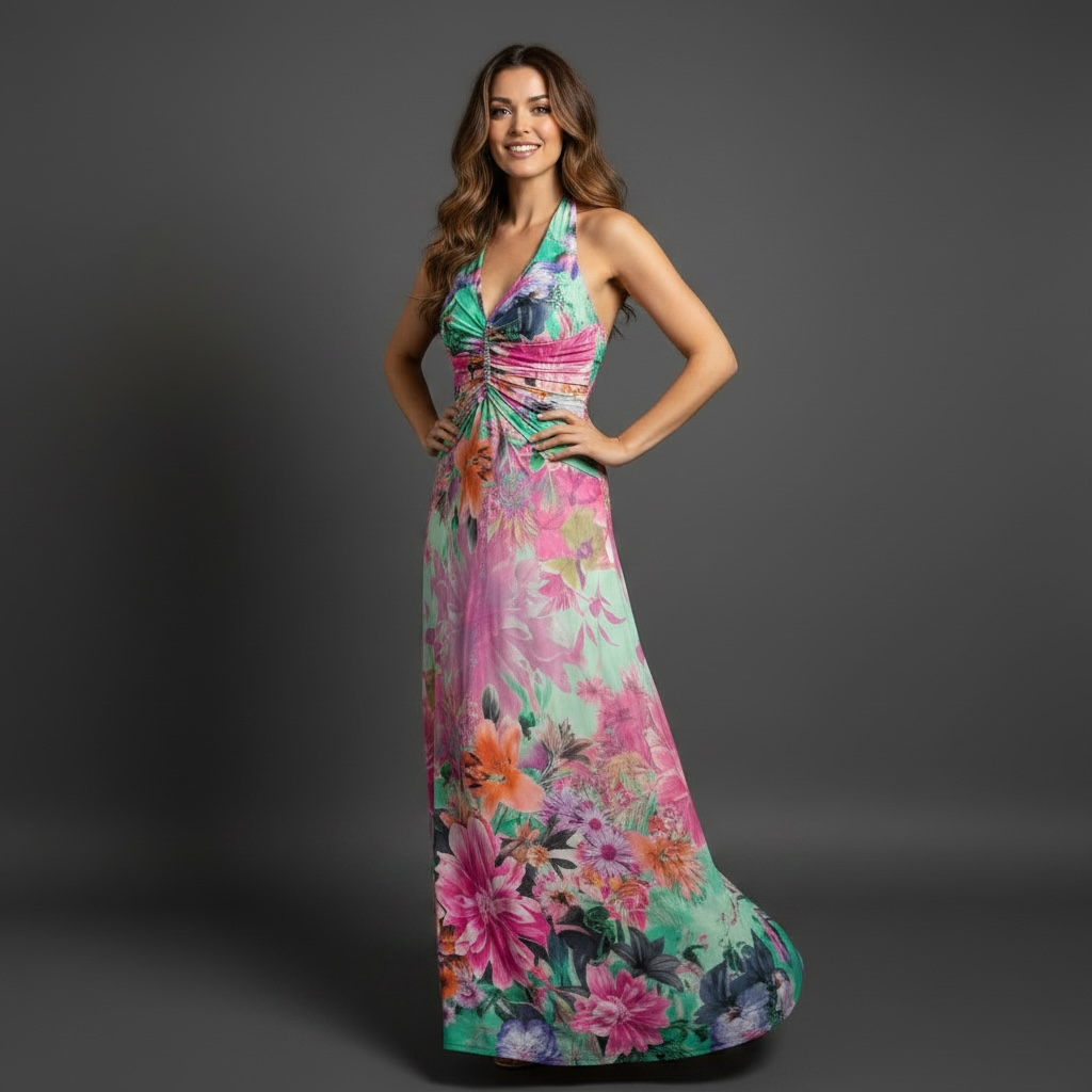Neslay Designer Long Floral Style Dress