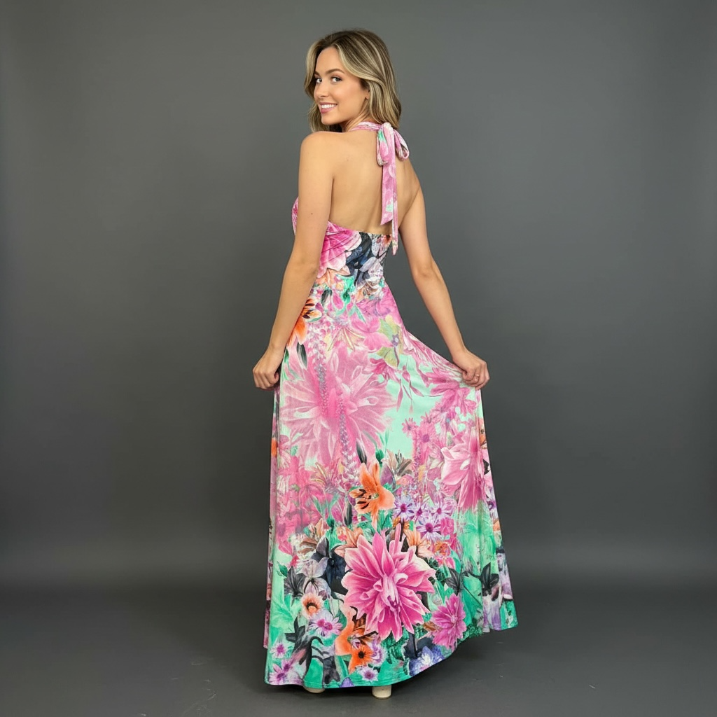 Neslay Designer Long Floral Style Dress