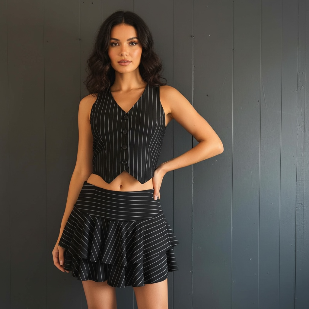 Womens Two-Piece Skort & Vest Set