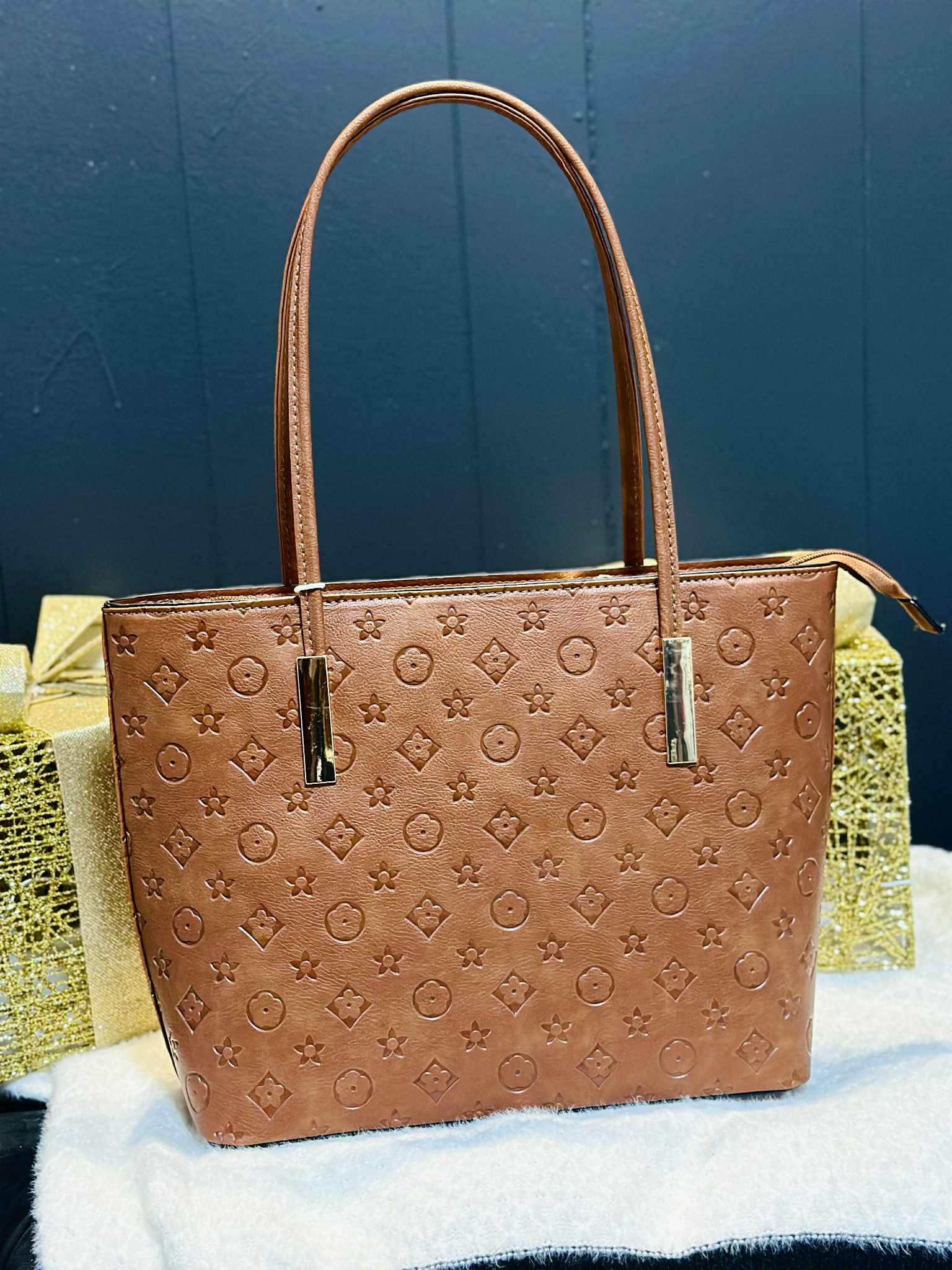 LV -Inspired Tan Leather Handbag