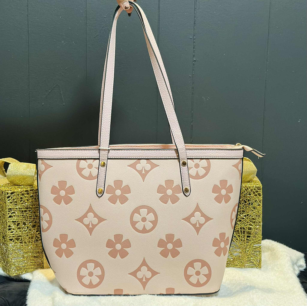 LV-Inspired Pink Leather Handbag